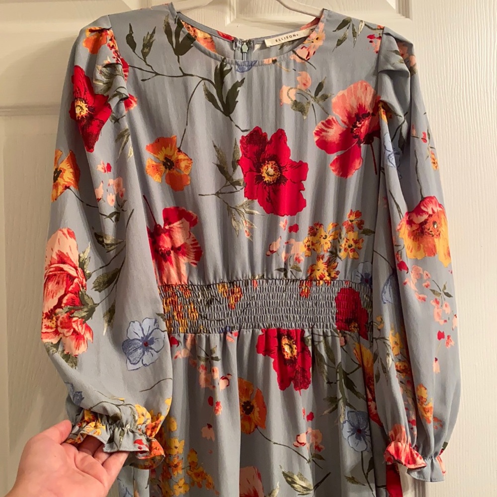 Unique Vintage Ellison blue floral dress